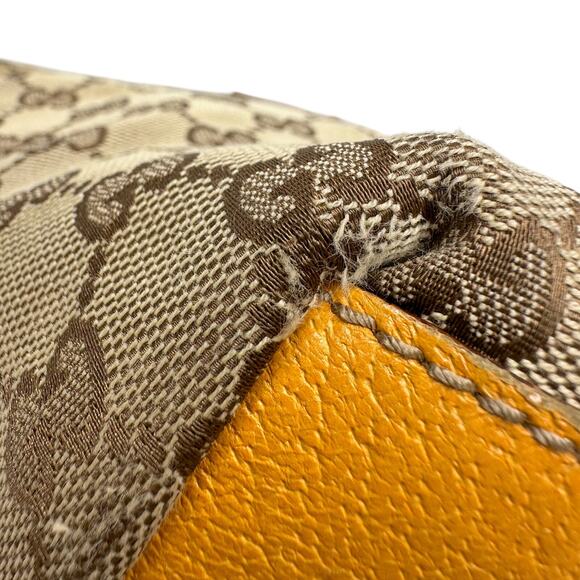 Gucci GG Canvas Web Sherry Line Tote Bag - Yellow & Brown Handle - Picture 11 of 16